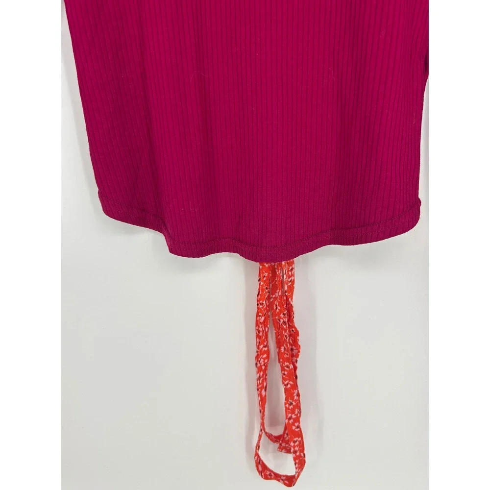 Free People Women's Night Out Red Long Sleeve Shirt Top‎ OB1167433 Size M